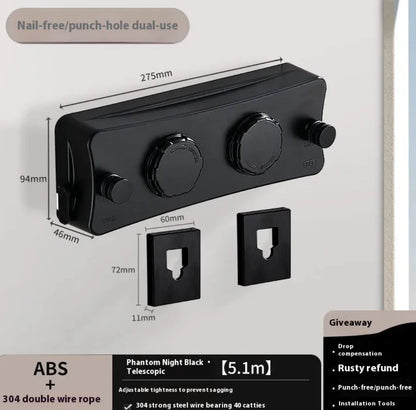 Retractable Invisible Indoor Steel Clothesline