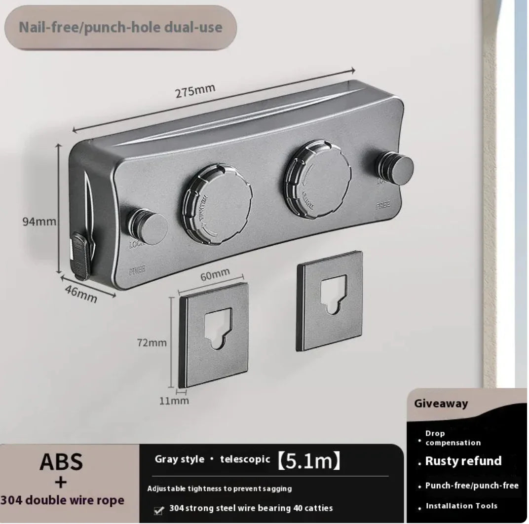 Retractable Invisible Indoor Steel Clothesline