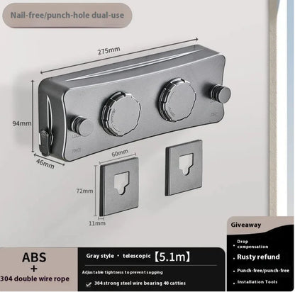 Retractable Invisible Indoor Steel Clothesline