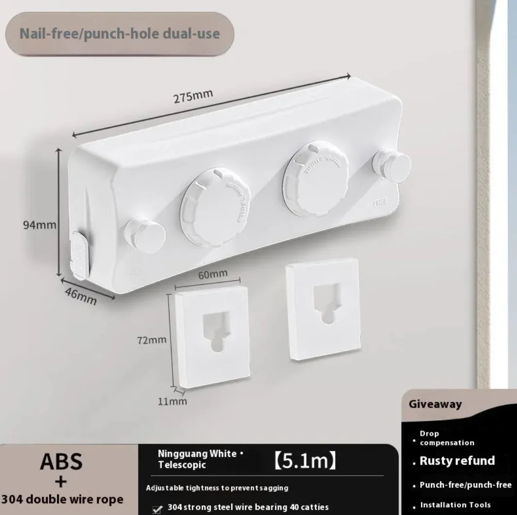 Retractable Invisible Indoor Steel Clothesline