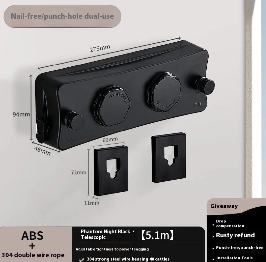 Retractable Invisible Indoor Steel Clothesline